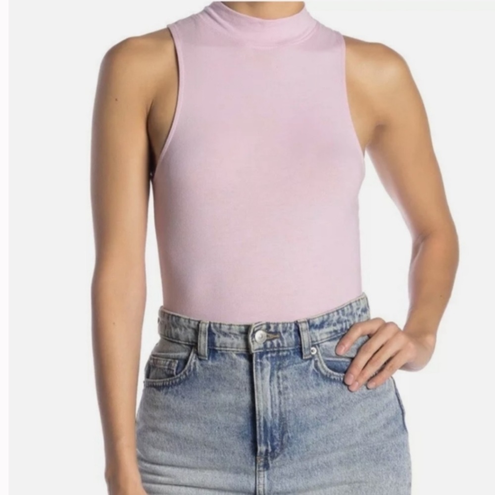 Abound Pink Knit Mock Neck Bodysuit Size XXL